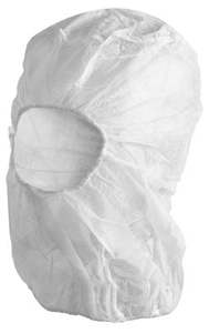 Disposable Clothing: Polypropylene Balaclavas - White, Elasticated, 25gsm (400) Per Box