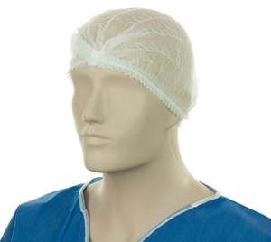Polypropylene Crimp Hats - White, 530mm Wide, 12gsm (1000) Per Box