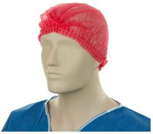 Polypropylene Crimp Hats - Red, 530mm Wide, 12gsm (1000) Per Box