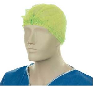 Polypropylene Crimp Hats - Yellow, 530mm Wide, 12gsm (1000) Per Box