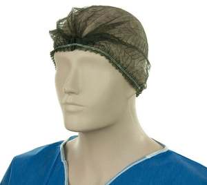 Polypropylene Crimp Hats - Black, 530mm Wide, 12gsm (1000) Per Box