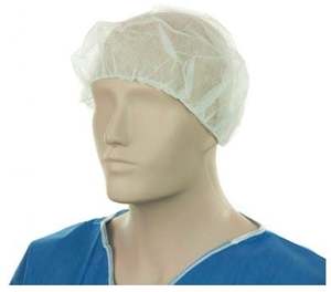 Disposable Clothing: Polypropylene Bouffant Hats - White, 610mm Wide, 12gsm (600) Per Box