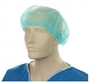 Disposable Clothing: Polypropylene Bouffant Hats - Blue, 610mm Wide, 12gsm (600) Per Box