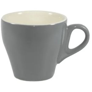 Cups Saucers: FRENCH GREY/WHITE LONG BLACK 180ML