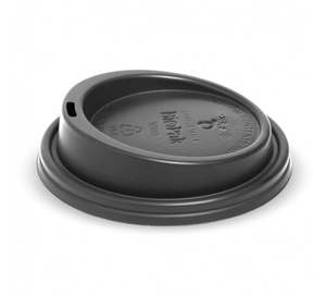 Single Wall Hot Cups: 8-20OZ (90MM DIA) PLA BLACK LARGE LID