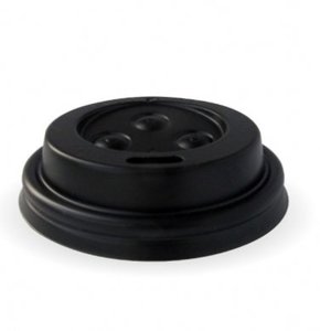 Single Wall Hot Cups: 63MM PS BLACK SIPPER 4OZ LID