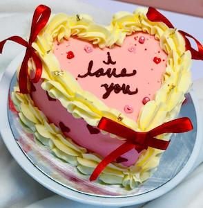 Valentine's Day Ribbon Cake