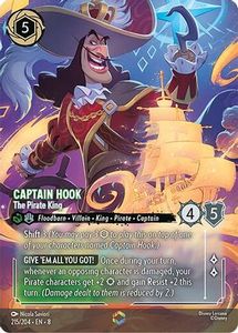 Lorcana Singles In Stock: Captain Hook - The Pirate King (Enchanted) (215/204) - Reign of Jafar Holofoil