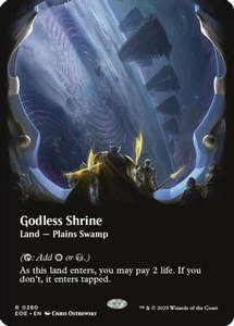 Fresh Mtg Singles: Godless Shrine (Borderless) (EOE-280) [Edge of Eternities] Foil