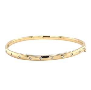 Diamond Bracelets: 9ct Gold Hinge Bangle with Diamonds