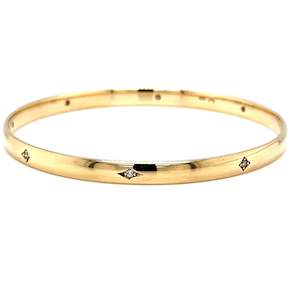 Diamond Bracelets: 9ct Gold Bangle with Shot Diamonds
