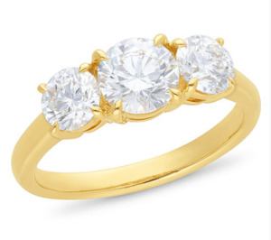 Laboratory Grown Diamonds: 18ct Yellow Gold 3 Stone Lab Diamond Engagment Ring