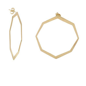 Gold Plated Jewellery: Hex Hoops Earrings - GP