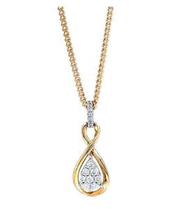 Diamond Pendants: 10ct YG Diamond Infinity Pendant TDW = 0.20ct