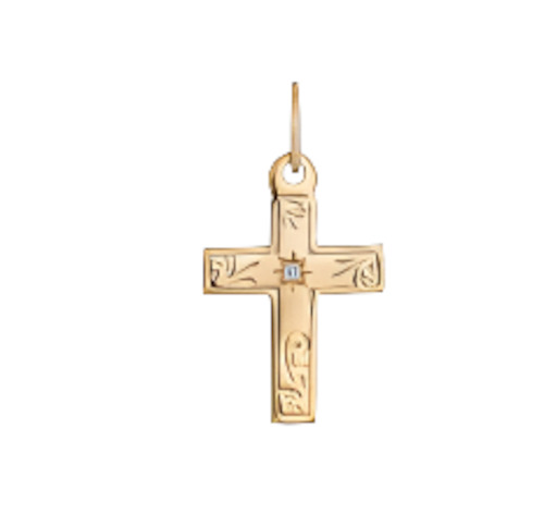 Diamond Pendants: Engraved Diamond Cross Pendant