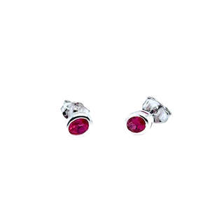 Silver Lab Ruby Studs