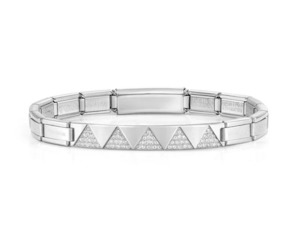 Stainless Steel Bracelet with Triangles CZ