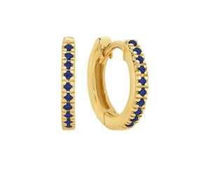Gold Earrings: Mini Sapphire Huggies - 9ct YG