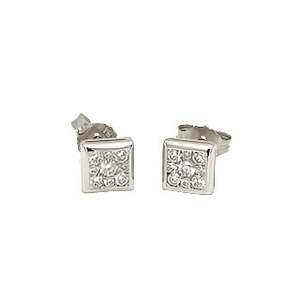 Diamond Earrings 1: Square White Gold Diamond Studs
