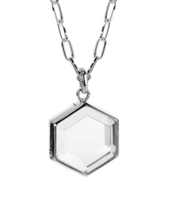 Silver Hexagonal Stow Locket - Medium