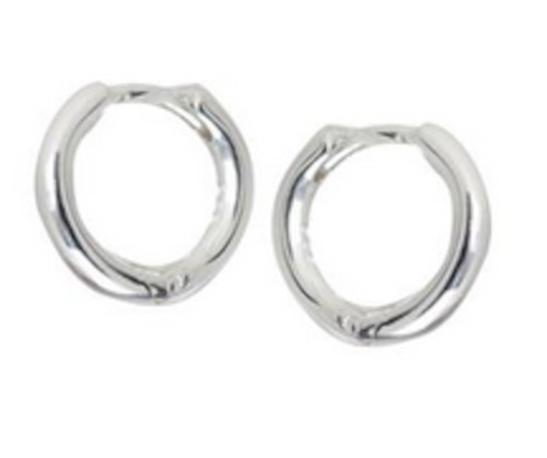 Silver Chains: Round Profile Huggie Earrings - Silver 12mm