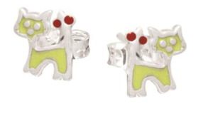 Silver Chains: Yellow and Pink Cat Studs