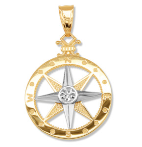 9ct Compass Pendant - 2 Tone