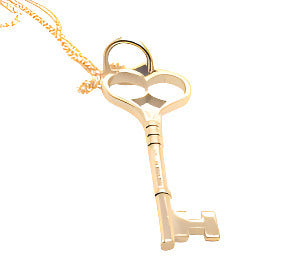 9ct YG Large Key Pendant