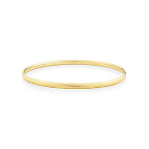 Yellow Gold Whitegold Bracelets: 9ct Yellow Gold Bangle