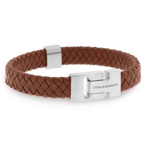 Steel And Barnett: Harrison Nappa Leather Bracelet - Peanut