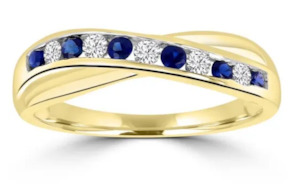 Coloured Stone Rings: 9ct YG Sapphire and Diamond Ring