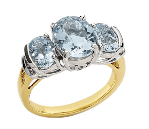 Coloured Stone Rings: Aquamarine Trilogy Ring