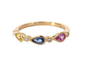 Coloured Stone Collection1: Multi Coloured Sapphire pear chain ring