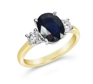 Coloured Stone Rings: Sapphire & Diamond Ring
