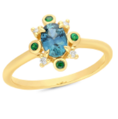 Coloured Stone Collection1: Tsavorite and Diamond ring