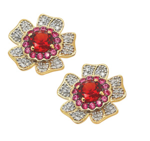Coloured Stone Earrings: Citrine, Garnet & Pink Sapphire earrings - 9ct YG
