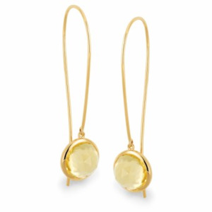 Coloured Stone Earrings: Blue Topaz Drop Earrings -9ct YG