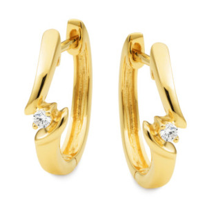 Diamond Earrings 1: 9ct Yellow Gold & Diamond Huggie Earrings – 0.03ct