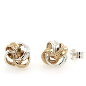 Tri-Tone Knot Stud Earrings – 9ct Gold, 8mm