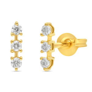 9ct Yellow Gold & Lab-Grown Diamond Earrings - TDW=0.18