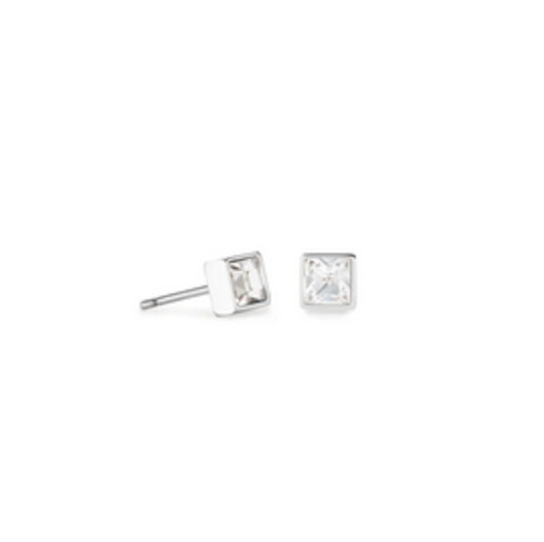 Coeur De Lion 1: Brilliant Square Earring - Clear Crystals -  Stainless
