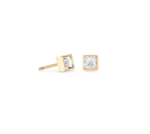 Brilliant Square Earring -  Crystals - GP Stainless
