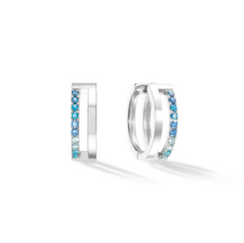 Eternal Unity Hoop Earrings  - Blue  CZ