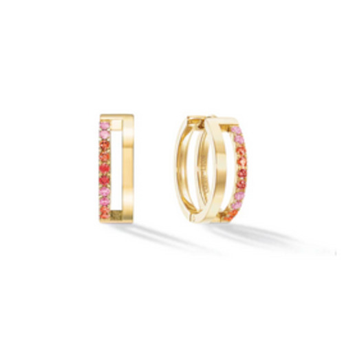 Coeur De Lion 1: Eternal Unity Hoop Earrings - GP - Red CZ