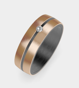 Mens Wedding Rings: Tantalum & Rose Gold Diamond Wedder