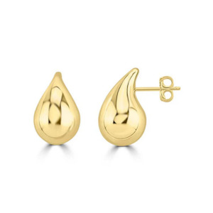 Gold Earrings: 9K Yellow Gold Bold Hollow Drop Earrings