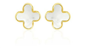 Mother of Pearl Petal Studs - 9k YG