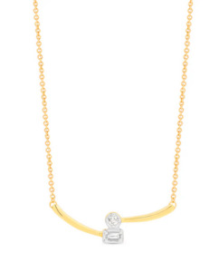 Diamond Pendants: Diamond Necklace with 0.05ct Diamonds in 9K Yellow Gold