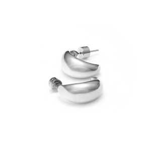 Silk Steel: Dynamic Medium Hoop Earrings Silver