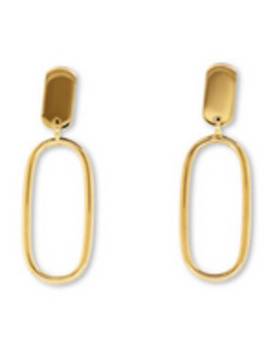 9ct Yellow Gold and Silver Bonded Oval Stud Drop Earrings